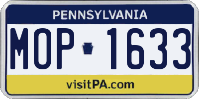 PA license plate MOP1633