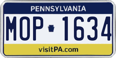 PA license plate MOP1634