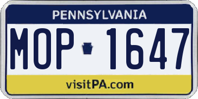 PA license plate MOP1647