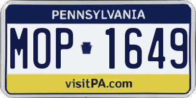 PA license plate MOP1649