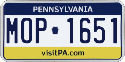 PA license plate MOP1651
