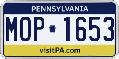 PA license plate MOP1653