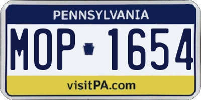 PA license plate MOP1654