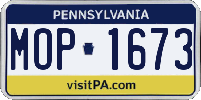 PA license plate MOP1673