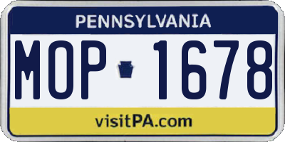 PA license plate MOP1678