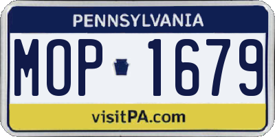 PA license plate MOP1679