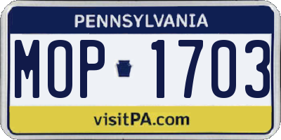 PA license plate MOP1703