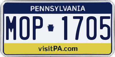 PA license plate MOP1705