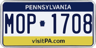 PA license plate MOP1708