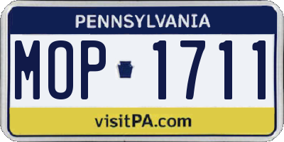 PA license plate MOP1711