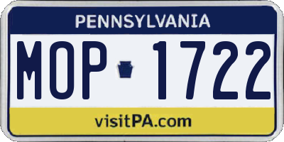 PA license plate MOP1722