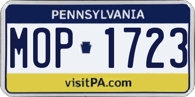 PA license plate MOP1723