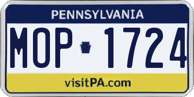 PA license plate MOP1724