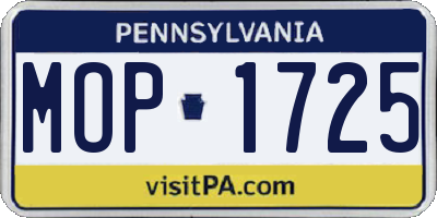 PA license plate MOP1725
