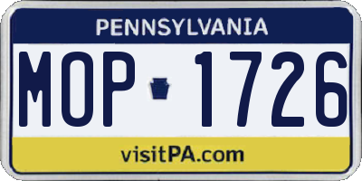 PA license plate MOP1726