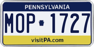 PA license plate MOP1727