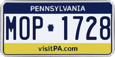 PA license plate MOP1728