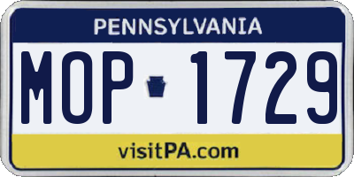 PA license plate MOP1729