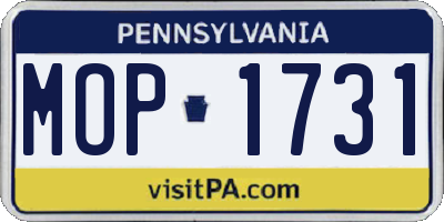 PA license plate MOP1731