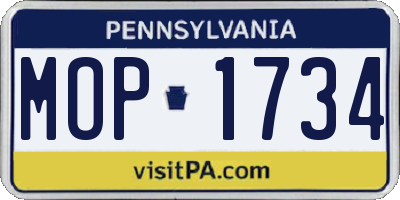 PA license plate MOP1734