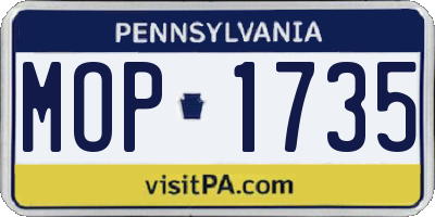 PA license plate MOP1735