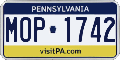 PA license plate MOP1742