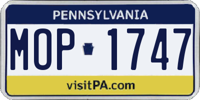 PA license plate MOP1747