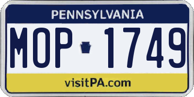 PA license plate MOP1749