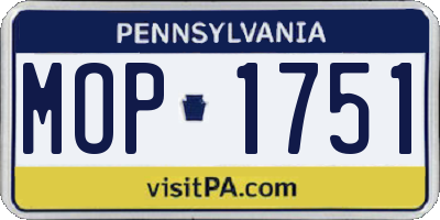 PA license plate MOP1751
