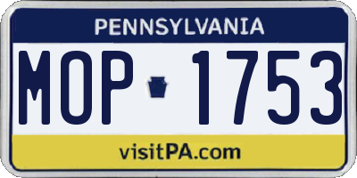 PA license plate MOP1753
