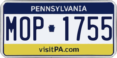 PA license plate MOP1755