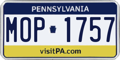 PA license plate MOP1757
