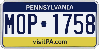 PA license plate MOP1758