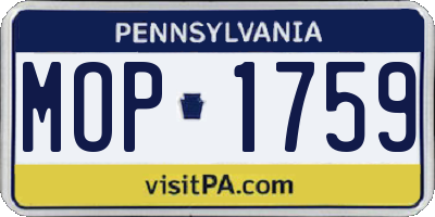 PA license plate MOP1759