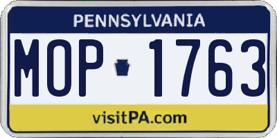 PA license plate MOP1763