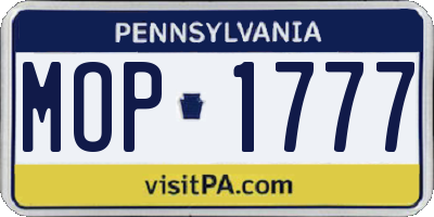 PA license plate MOP1777
