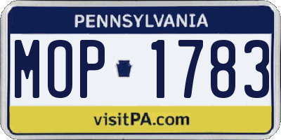 PA license plate MOP1783