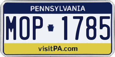 PA license plate MOP1785