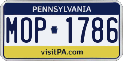 PA license plate MOP1786