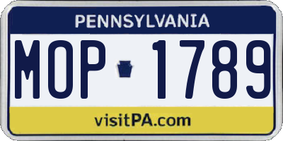PA license plate MOP1789