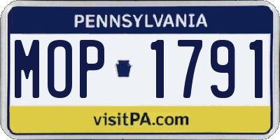 PA license plate MOP1791