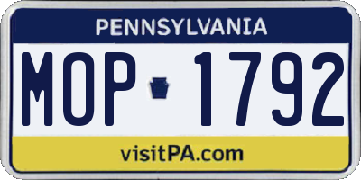 PA license plate MOP1792