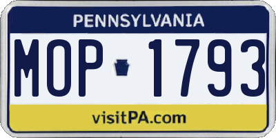 PA license plate MOP1793