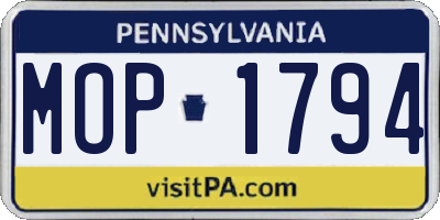 PA license plate MOP1794