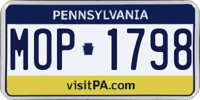PA license plate MOP1798