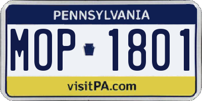 PA license plate MOP1801