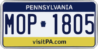 PA license plate MOP1805