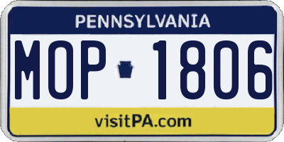 PA license plate MOP1806