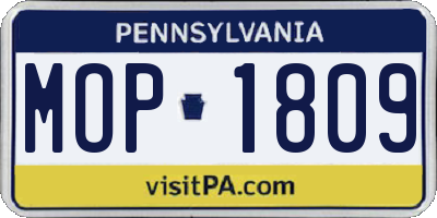PA license plate MOP1809