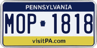PA license plate MOP1818